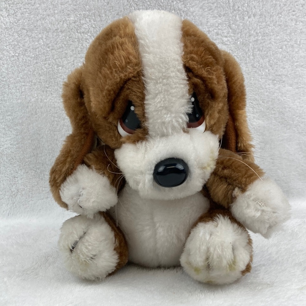 VTG 1981 Applause Sad Sam Adorable Brown & White Plush Puppy 8”